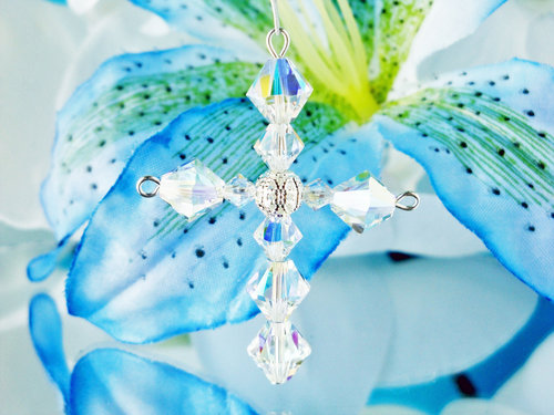 crystal cross car charm