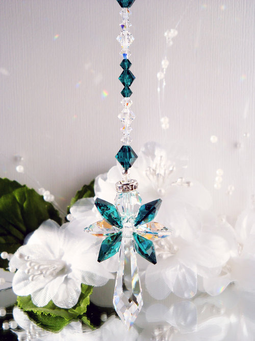 green angel rear view mirror charm