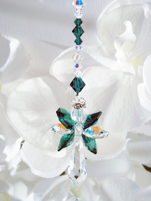 green angel rearview mirror charm