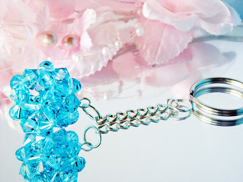 Swarovski Crystal Keychain, Crystal Ball Key Chain, Turquoise Blue Key Chains for Women