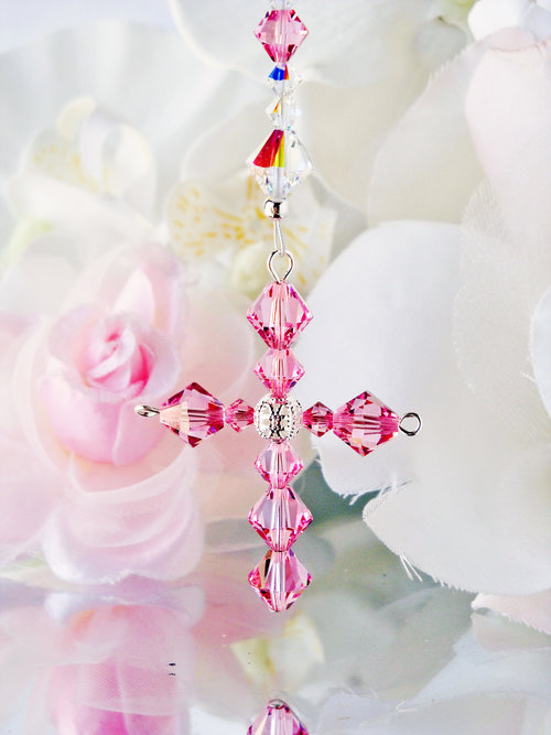 crystal religious car charm