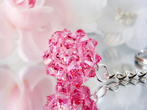 Swarovski Crystal Keychain, Pink Crystal Ball Key Chain for Women