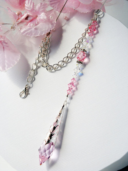 pink crystal car charm