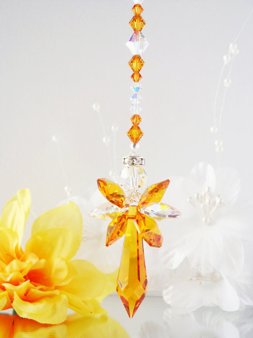 crystal angel rear view mirror charm