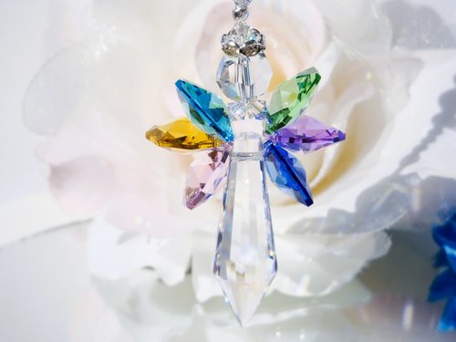 Crystal Angel Suncatcher for the Home, Pastel Rainbow Angel, Housewarming Gift