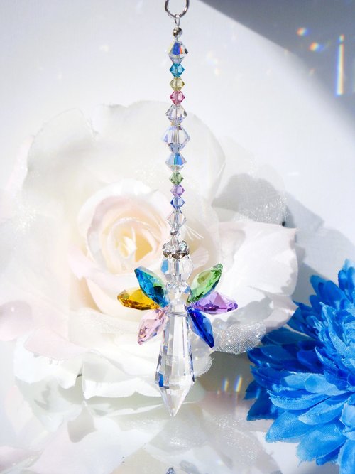 Crystal Angel Suncatcher for the Home, Pastel Rainbow Angel, Housewarming Gift
