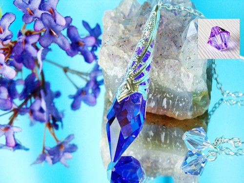 Crystal Pendulum, Purple Single Point Crystal Dowsing Pendulum, Divining Pendulum, Swarovski Crystals