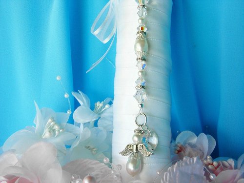 Wedding Bouquet Memorial Charm – White Angel Charm in Memory of Loved One, Bridal Shower Gift for Bride
