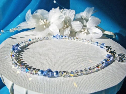 Bridal Something Blue Ankle Bracelet – Swarovski Crystal Wedding Anklet Gift