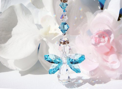 Guardian Angel Car Charm – Crystal Angel Rearview Mirror Suncatcher & Sympathy Gift for Car