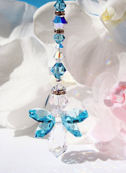 Guardian Angel Car Charm – Crystal Angel Rearview Mirror Suncatcher & Sympathy Gift for Car