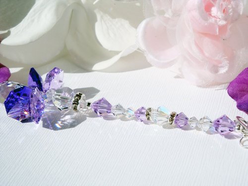 Purple Swarovski Angel Car Charm – Rearview Mirror Guardian, Sympathy Gift & Suncatcher