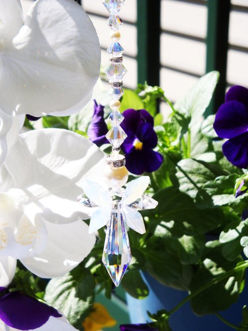 White Opal Angel Car Charm – Rear View Mirror Crystal Suncatcher | Guardian Angel Ornament & Sympathy Gift