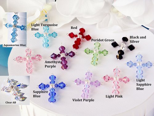 Crystal Cross Rear View Mirror Charm -- Swarovski Crystal Cross Car Charm -- Available in Multiple Colors