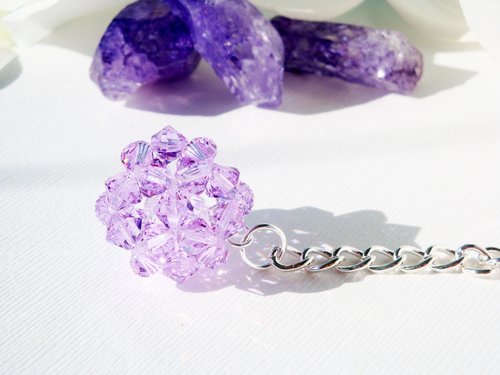 Purple Crystal Keychain for Women – Swarovski Crystal Ball Keyring | Violet Bling Car Accessory