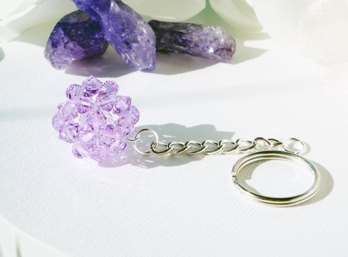Purple Crystal Keychain for Women – Swarovski Crystal Ball Keyring | Violet Bling Car Accessory