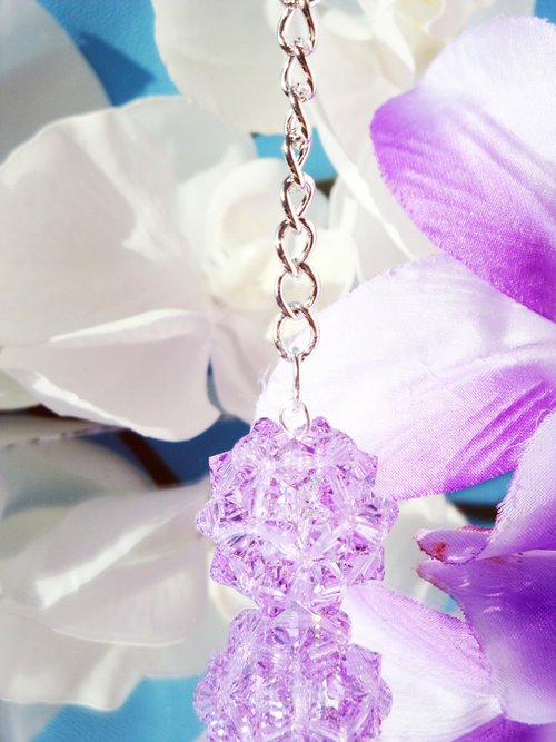 Purple Crystal Keychain for Women – Swarovski Crystal Ball Keyring | Violet Bling Car Accessory