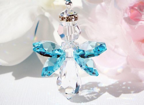 Guardian Angel Car Charm – Crystal Angel Rearview Mirror Suncatcher & Sympathy Gift for Car