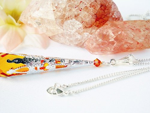 Swarovski Topaz Crystal Necklace – Single Point Pendant on 18" or 24" Chain