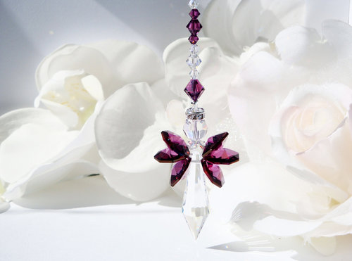 Crystal Angel Suncatcher, Purple Angel Memorial Gift, Guardian Angel Sun Catcher