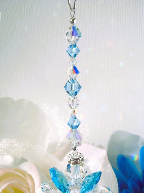 Crystal Angel Car Charm, Aquamarine Blue Angel Rearview Mirror Charm, Angel Memorial Gift