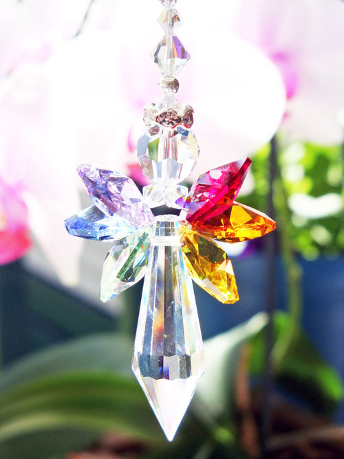 Crystal Suncatcher, Rainbow Guardian Angel Sun Catcher, Crystal Angel Memorial Gift