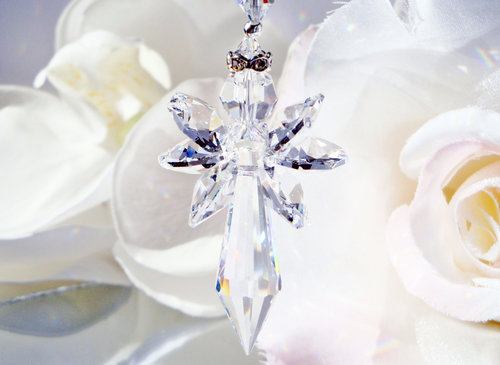 Guardian Angel Rear View Mirror Charm, Crystal Angel Suncatcher Car Charm, Angel Memorial Gift