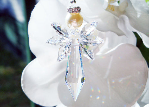 Crystal Angel Rearview Mirror Charm, Guardian Angel Car Charm, Angel Memorial Gift, Car Accessories