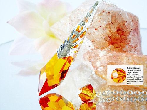 Crystal Pendulum, Topaz Swarovski Crystal Dowsing Pendulum, Divining Pendulum