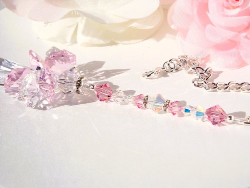 Pink Angel Rear View Mirror Charm, Crystal Guardian Angel Suncatcher Car Charm 
