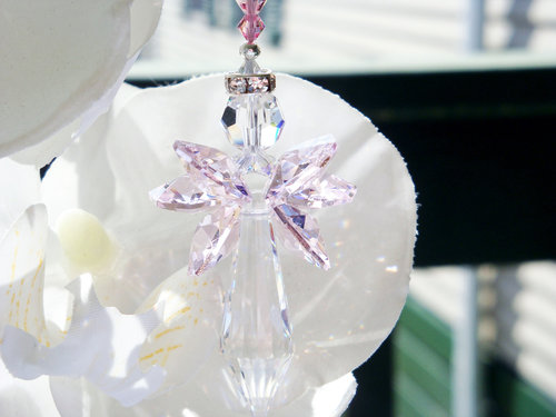 Crystal Angel Suncatcher, Pink Angel Sun Catcher for the Home, Memorial Gift