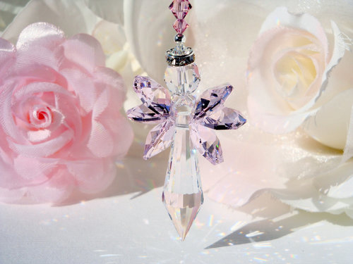 Crystal Angel Suncatcher, Pink Angel Sun Catcher for the Home, Memorial Gift