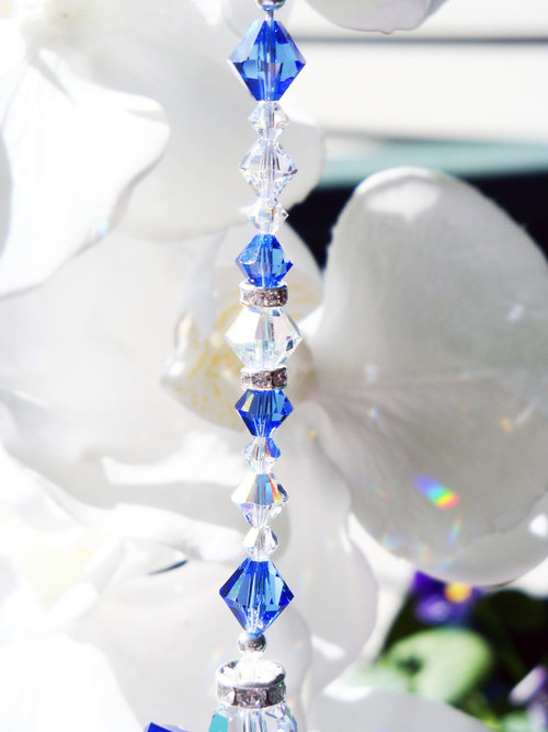 Crystal Angel Rear View Mirror Charm, Sapphire Blue Crystal Angel Suncatcher for Car Rearview Mirror, Guardian Angel Memorial Gift