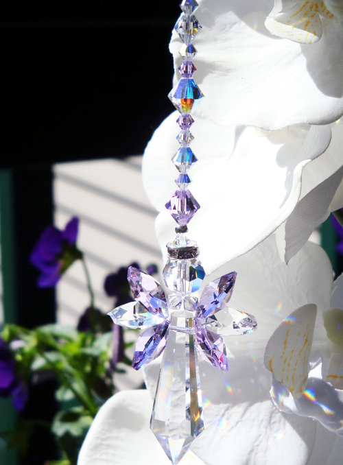Purple  Guardian Angel Suncatcher for the Home, Crystal Angel Memorial Gift, Baby Shower Gift