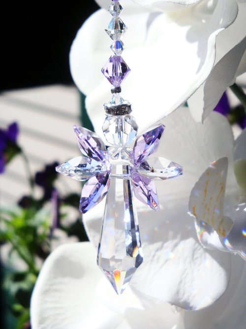 Purple  Guardian Angel Suncatcher for the Home, Crystal Angel Memorial Gift, Baby Shower Gift