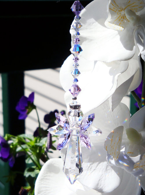 Purple  Guardian Angel Suncatcher for the Home, Crystal Angel Memorial Gift, Baby Shower Gift