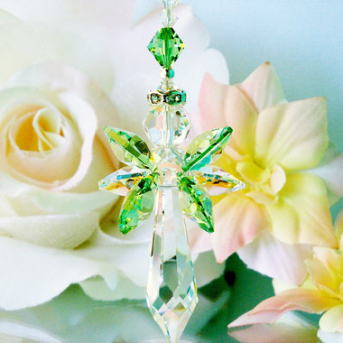 green guardian angel suncatcher