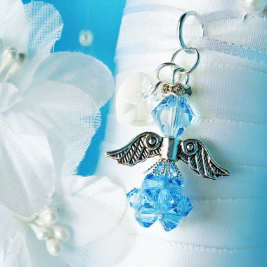 Something Blue Swarovski Crystal Angel Bouquet Charm