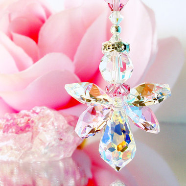 crystal angel car charm