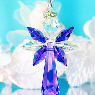 purple guardian angel car charm