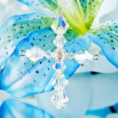 crystal cross car charm