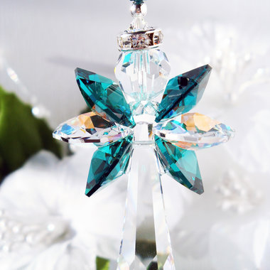 emerald green angel car charm