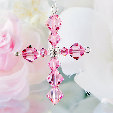 pink cross car charm