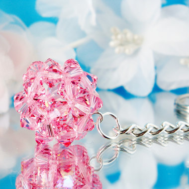 Swarovski Crystal Keychain, Pink Crystal Ball Key Chain for Women