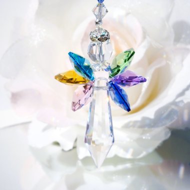 Crystal Angel Suncatcher for the Home, Pastel Rainbow Angel, Housewarming Gift