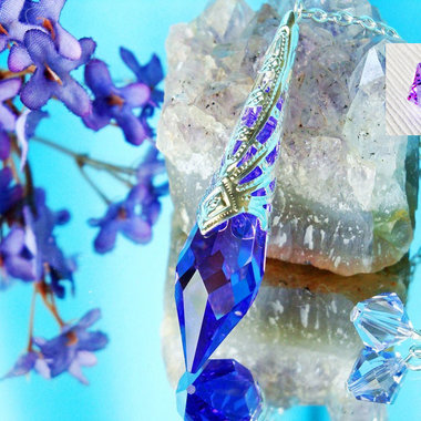 Crystal Pendulum, Purple Single Point Crystal Dowsing Pendulum, Divining Pendulum, Swarovski Crystals