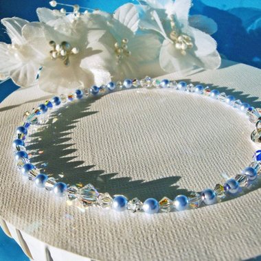 Something Blue Anklet for Bride – Swarovski Crystal & Pearl Wedding Ankle Bracelet Gift