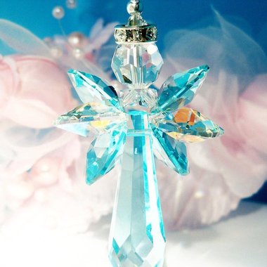 Guardian Angel Rear View Mirror Charm – Crystal Car Angel Suncatcher & Memorial Gift 