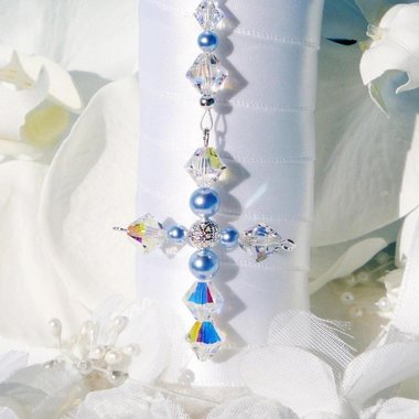Something Blue Cross Wedding Bouquet Charm, Something Blue Gift for Bride