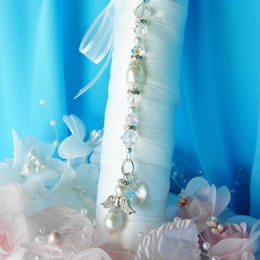 Wedding Bouquet Memorial Charm – White Angel Charm in Memory of Loved One, Bridal Shower Gift for Bride